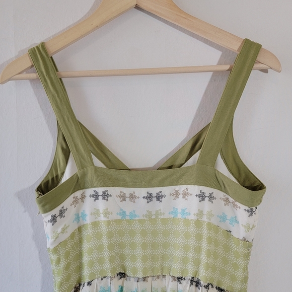 Robbie Bee Green Mix Print 100% Silk Sleeveless Midi Dress Sz 6 Quite Luxury - Picture 7 of 12